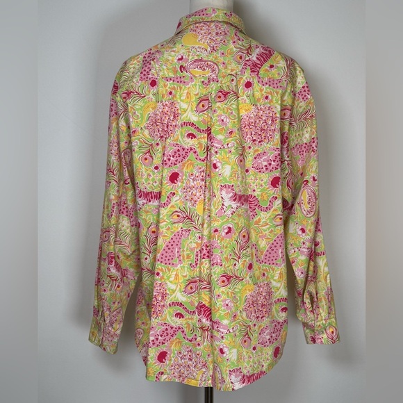 Key West Oversized Animal Beach Print Button Down Shirt 100% Cotton Size Medium - Picture 4 of 13